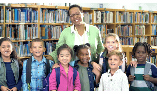 Library clip with students-stock footage